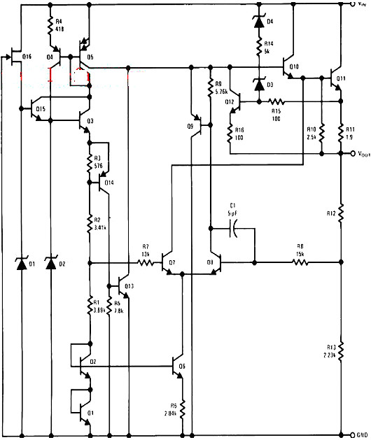 三端穩(wěn)壓管內部電路圖