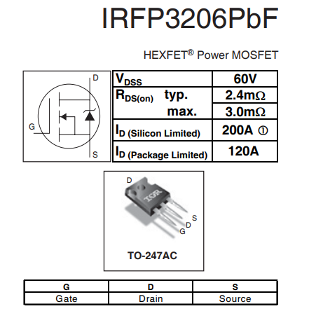 60v 200a,irfp3206場效應管參數(shù),irfp3206引腳-KIA MOS管