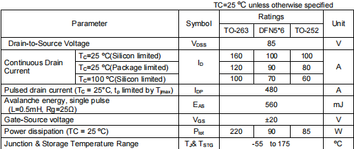 85v120a場(chǎng)效應(yīng)管,KCB3008A