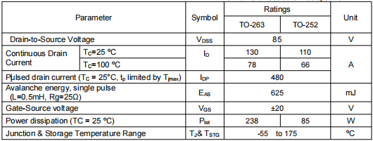 130a85vmos管,KCD2908A